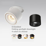 Foldable Dimmable LED COB Recessed Downlight Black/White Housing 7W 10W 15W 18W LED Ceiling Spot Light for Pictures Background