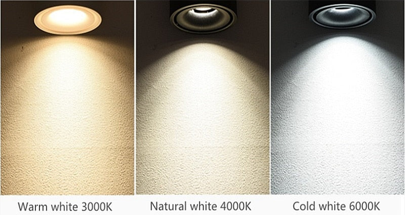 Foldable Dimmable LED COB Recessed Downlight Black/White Housing 7W 10W 15W 18W LED Ceiling Spot Light for Pictures Background