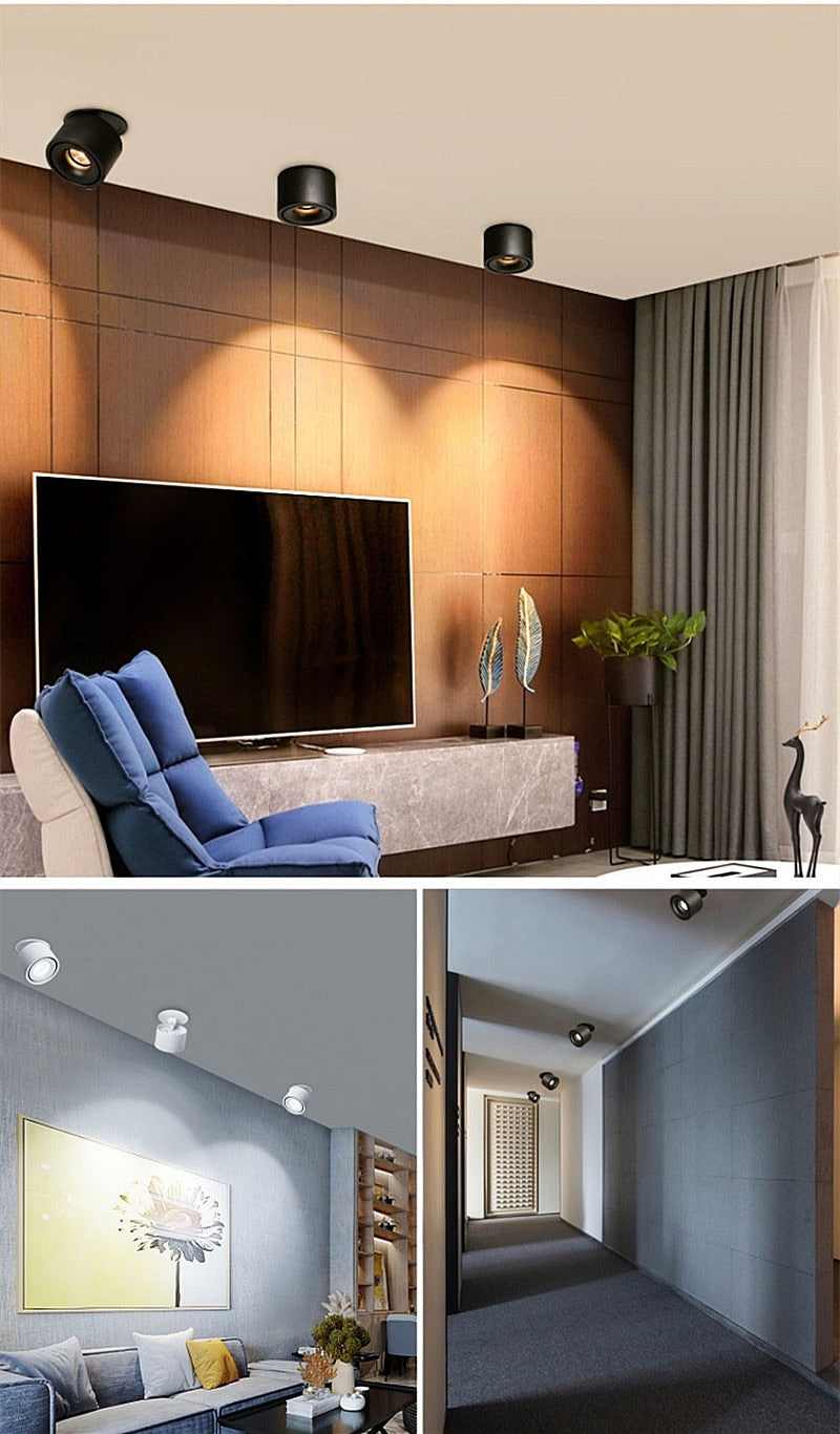 Foldable Dimmable LED COB Recessed Downlight Black/White Housing 7W 10W 15W 18W LED Ceiling Spot Light for Pictures Background