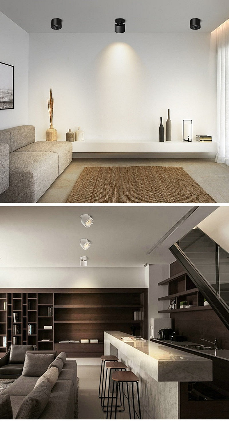 Foldable Dimmable LED COB Recessed Downlight Black/White Housing 7W 10W 15W 18W LED Ceiling Spot Light for Pictures Background