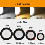 LED downlight embedded ceiling light spotlight hole light living room 6W 9W 15W 20W ultra-thin engineering downlight