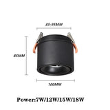 Foldable Dimmable LED COB Recessed Downlight Black/White Housing 7W 12W 15W 18W LED Ceiling Spot Light for Pictures Background