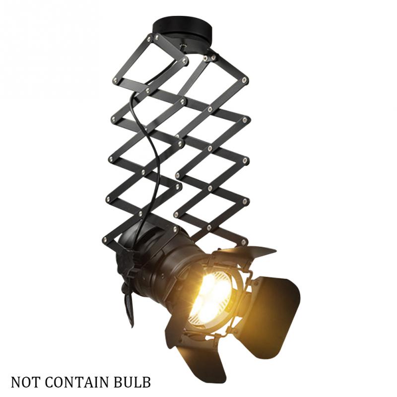 E27 Exhibition Hall Iron Art Bedroom Track Ceiling Lamp Bar Retro Industrial Hotel Telescopic Spotlight High Power Adjustable