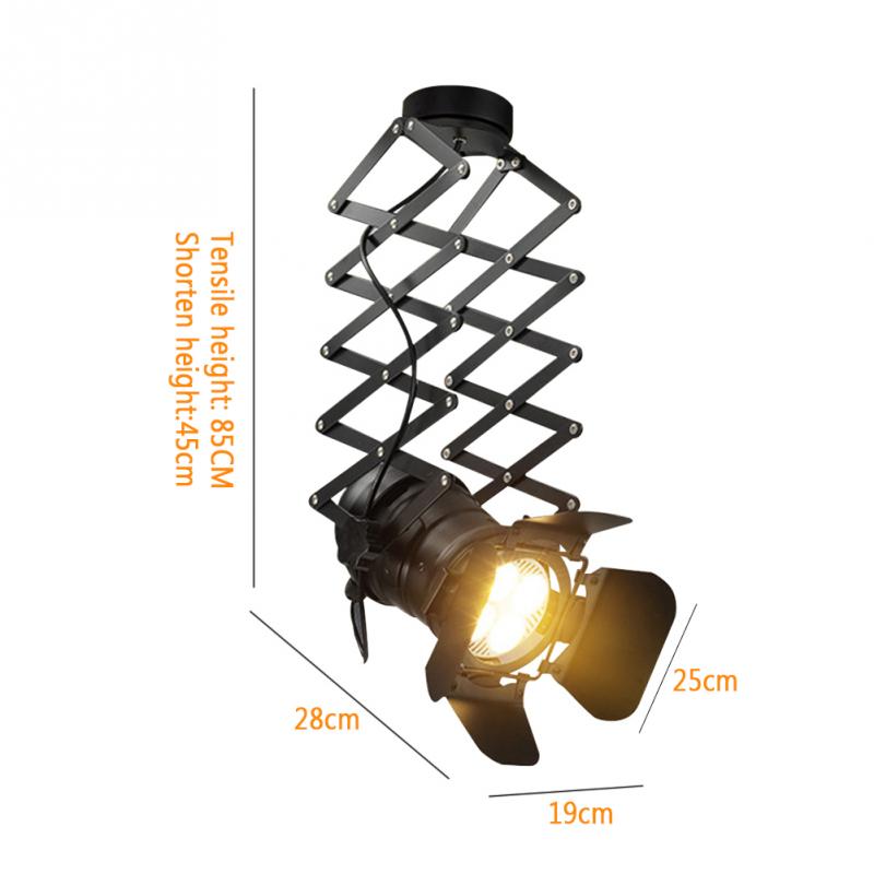 E27 Exhibition Hall Iron Art Bedroom Track Ceiling Lamp Bar Retro Industrial Hotel Telescopic Spotlight High Power Adjustable