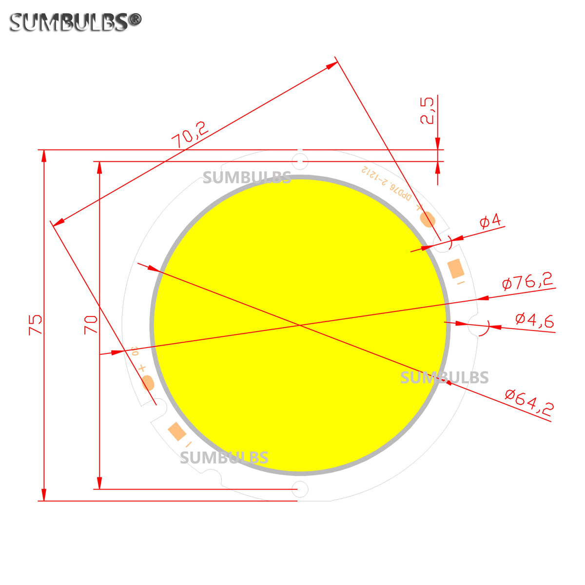 LED Downlight 76mm Diameter DC 36-40V 30W Chip On Board LED COB Downlight Bulb Natural White 4200K for DIY Indoor Lights