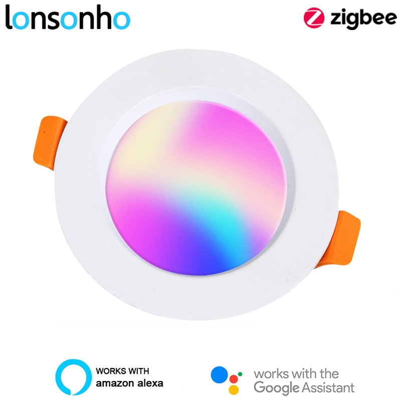 Lonsonho Zigbee Smart Downlight Led Spot Light RGB+CW 7W 10W Wireless Control Compatible Tuya Smartthings Alexa Google Home