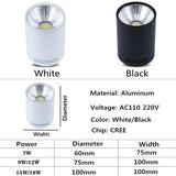 Super Bright Dimmable LED COB Ceiling Spot Lamp 7W 9W 12W 15W 18W Surface Mount Downlight for Indoor Lighting Kitchen Bedroom