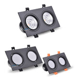 New Aluminum recessed downlights Double square Led Spot Light Dimmable LED COB Ceiling lamp AC85-265V 7W 9W 14W 20W 40w