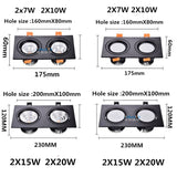 New Aluminum recessed downlights Double square Led Spot Light Dimmable LED COB Ceiling lamp AC85-265V 7W 9W 14W 20W 40w