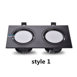 New Aluminum recessed downlights Double square Led Spot Light Dimmable LED COB Ceiling lamp AC85-265V 7W 9W 14W 20W 40w