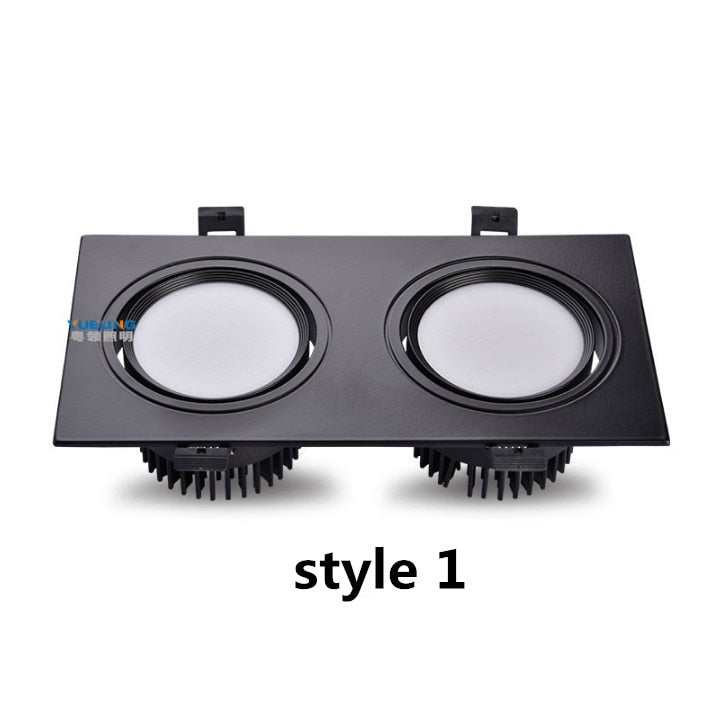 New Aluminum recessed downlights Double square Led Spot Light Dimmable LED COB Ceiling lamp AC85-265V 7W 9W 14W 20W 40w