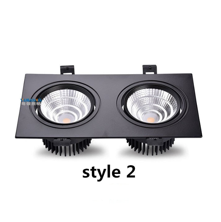 New Aluminum recessed downlights Double square Led Spot Light Dimmable LED COB Ceiling lamp AC85-265V 7W 9W 14W 20W 40w