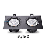New Aluminum recessed downlights Double square Led Spot Light Dimmable LED COB Ceiling lamp AC85-265V 7W 9W 14W 20W 40w