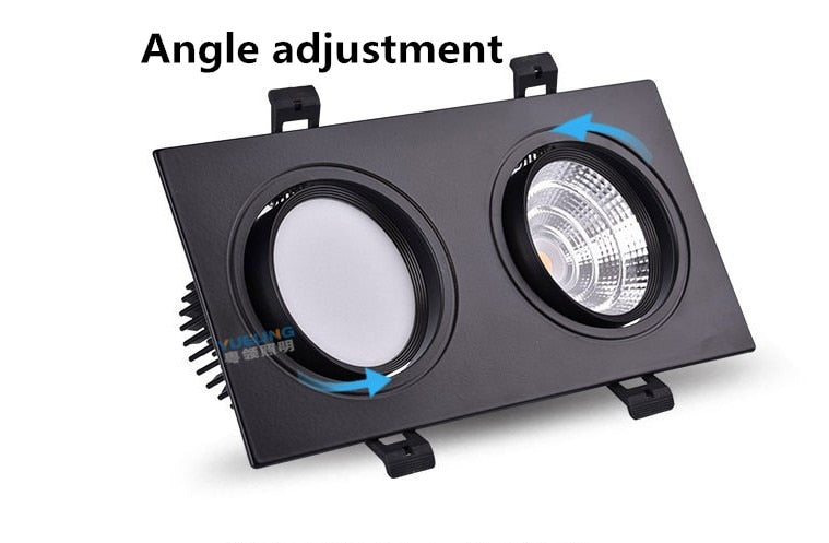 New Aluminum recessed downlights Double square Led Spot Light Dimmable LED COB Ceiling lamp AC85-265V 7W 9W 14W 20W 40w