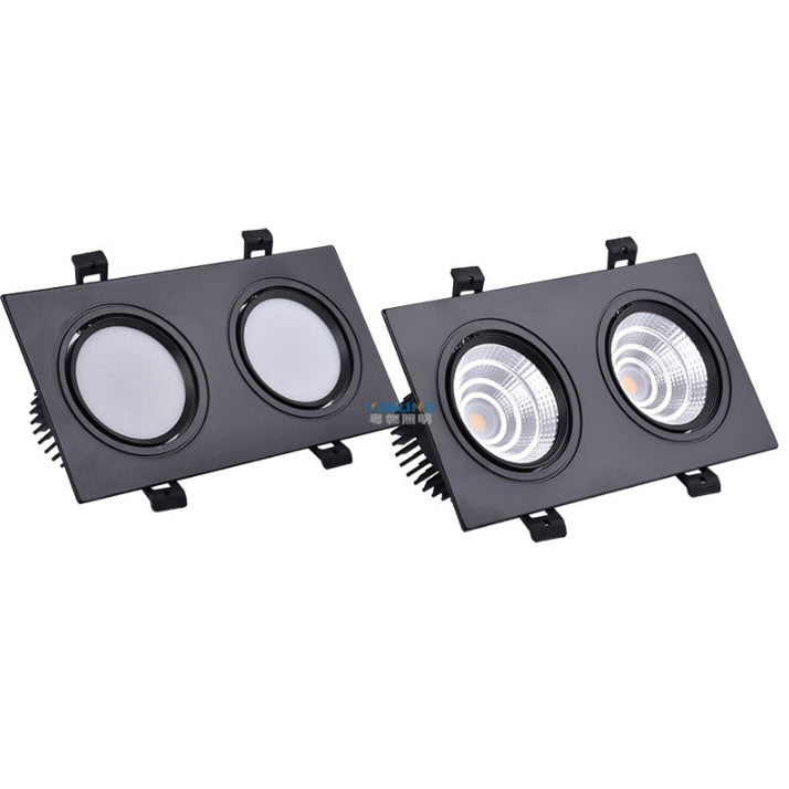 New Aluminum recessed downlights Double square Led Spot Light Dimmable LED COB Ceiling lamp AC85-265V 7W 9W 14W 20W 40w