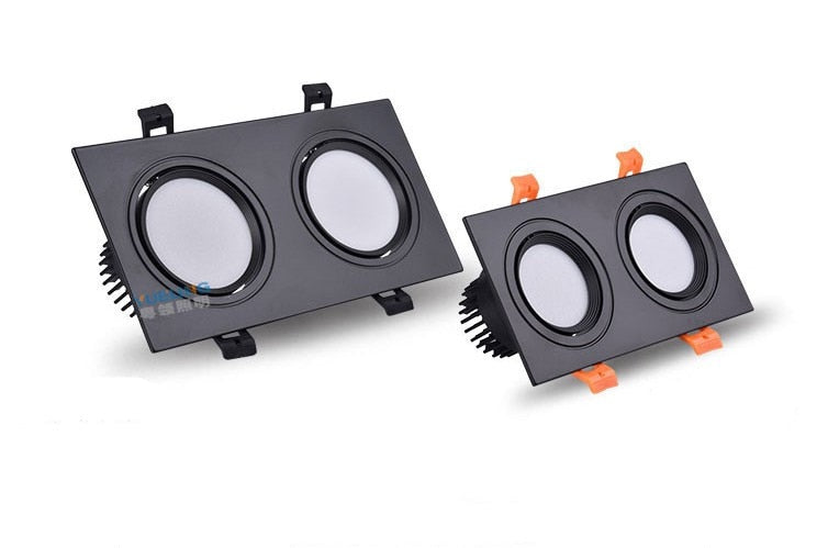 New Aluminum recessed downlights Double square Led Spot Light Dimmable LED COB Ceiling lamp AC85-265V 7W 9W 14W 20W 40w