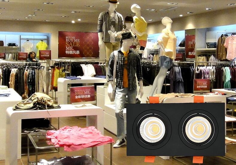 New Aluminum recessed downlights Double square Led Spot Light Dimmable LED COB Ceiling lamp AC85-265V 7W 9W 14W 20W 40w