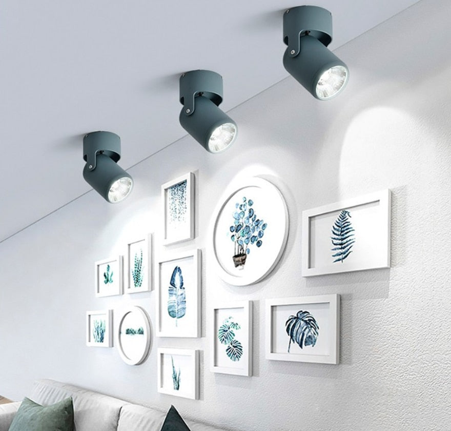 High quality dimmable Rotating LED Downlights Surface Mounted adjustment COB AC85-265V 360° LED Ceiling Lamp Spot lights