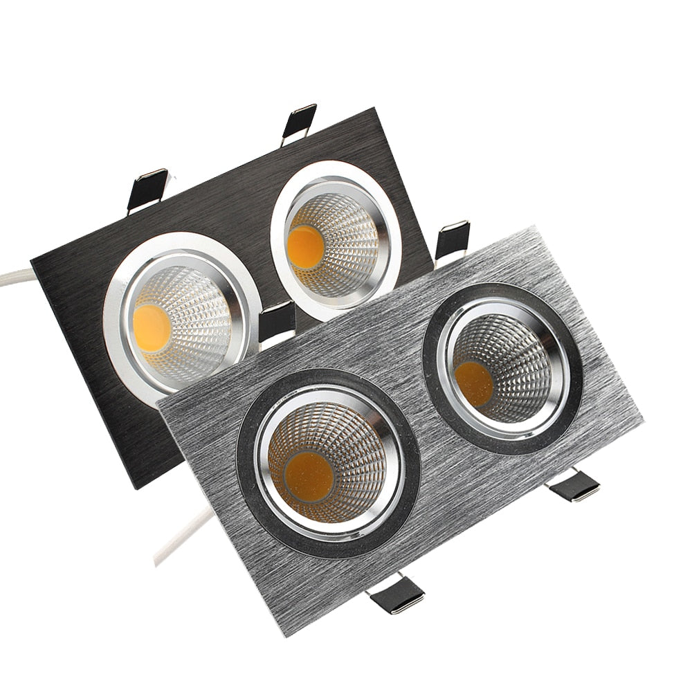 Square Bright Recessed Double LED Dimmable Square Downlight COB 14W 20W LED Spot light decoration Ceiling Lamp AC 110V 220V