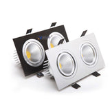 Square Bright Recessed Double LED Dimmable Square Downlight COB 14W 20W LED Spot light decoration Ceiling Lamp AC 110V 220V