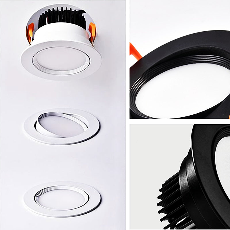 Round Dimmable Recessed LED Downlights 5W 7W 9W 12W 15W 18W COB LED Ceiling Lamp Spot Lights AC110-220V LED Lamp