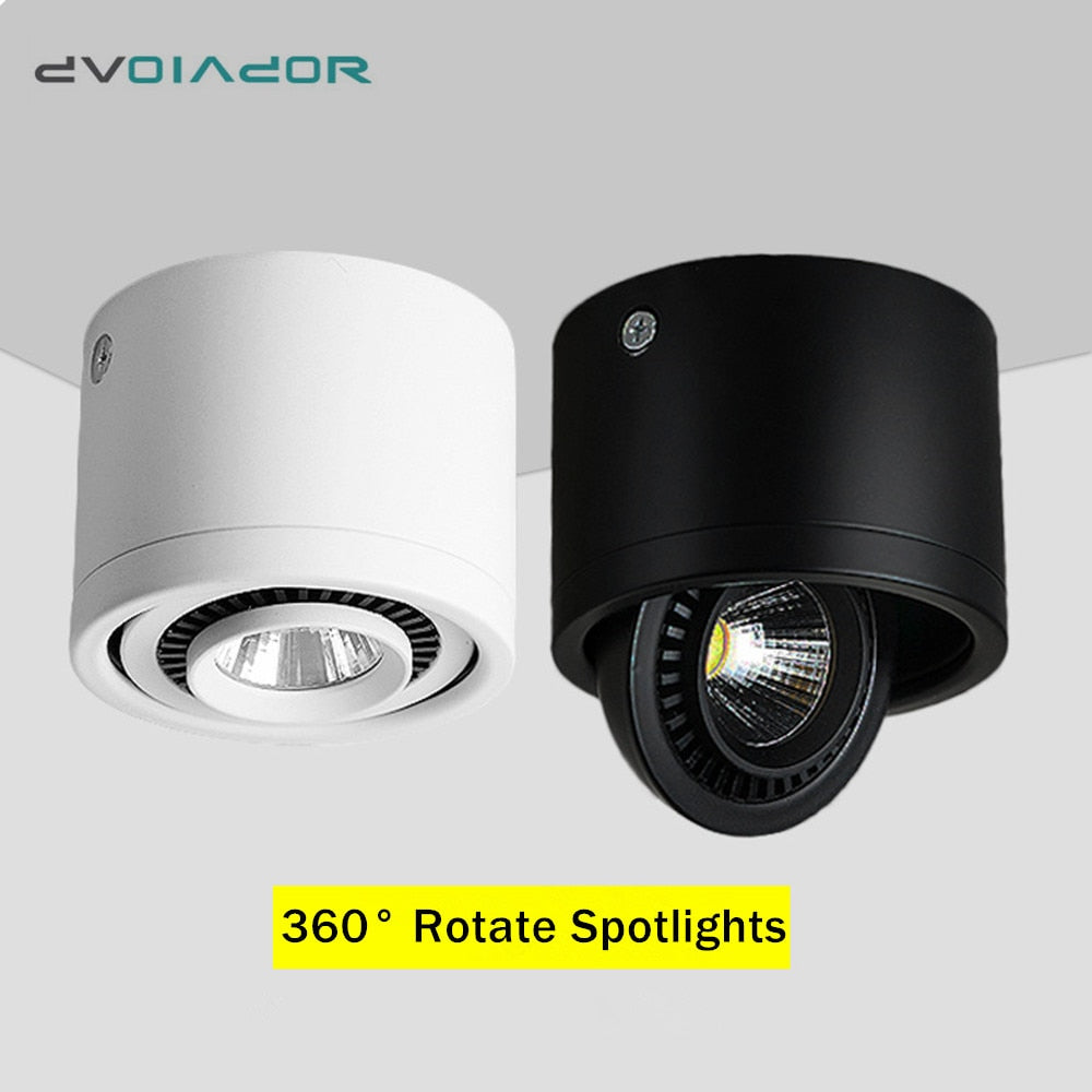 Dimmable COB LED Downlight Surface Mounted Light Fixture 360 Degree Rotating lamp for Kitchen Bathroom Living Room Bedroom