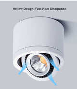 Dimmable COB LED Downlight Surface Mounted Light Fixture 360 Degree Rotating lamp for Kitchen Bathroom Living Room Bedroom