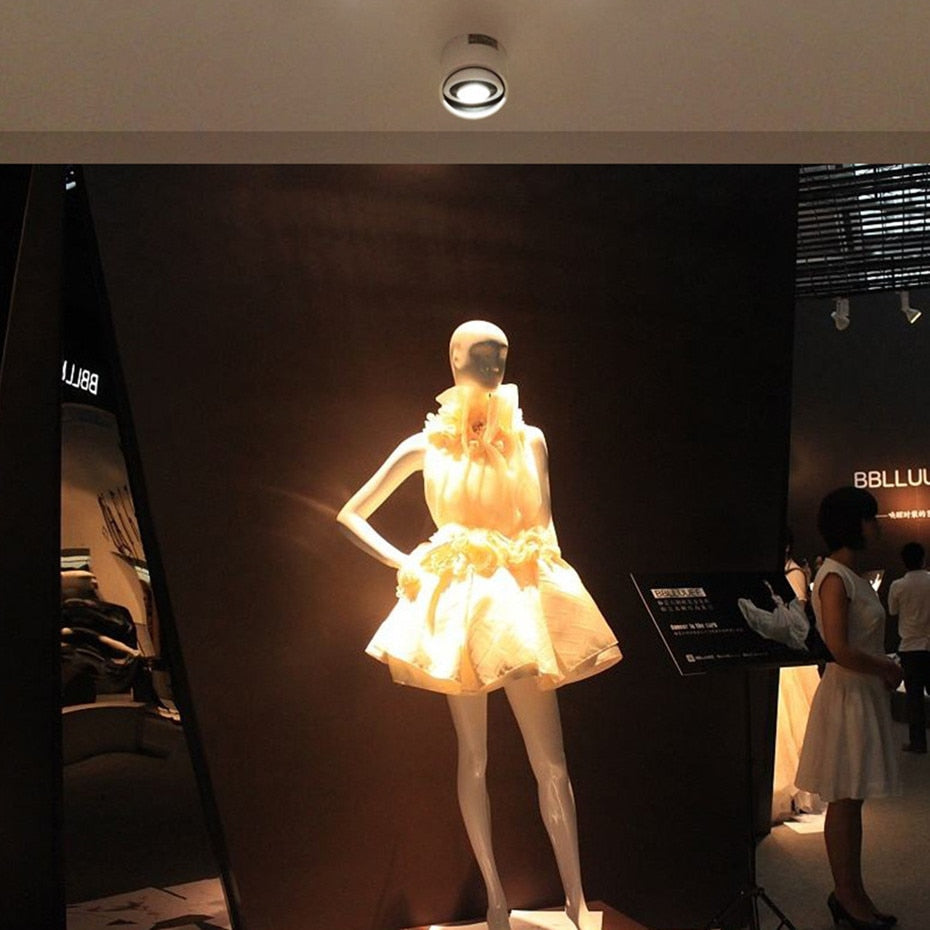 Dimmable COB LED Downlight Surface Mounted Light Fixture 360 Degree Rotating lamp for Kitchen Bathroom Living Room Bedroom