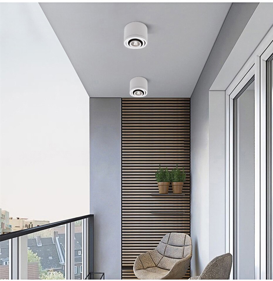 Dimmable COB LED Downlight Surface Mounted Light Fixture 360 Degree Rotating lamp for Kitchen Bathroom Living Room Bedroom