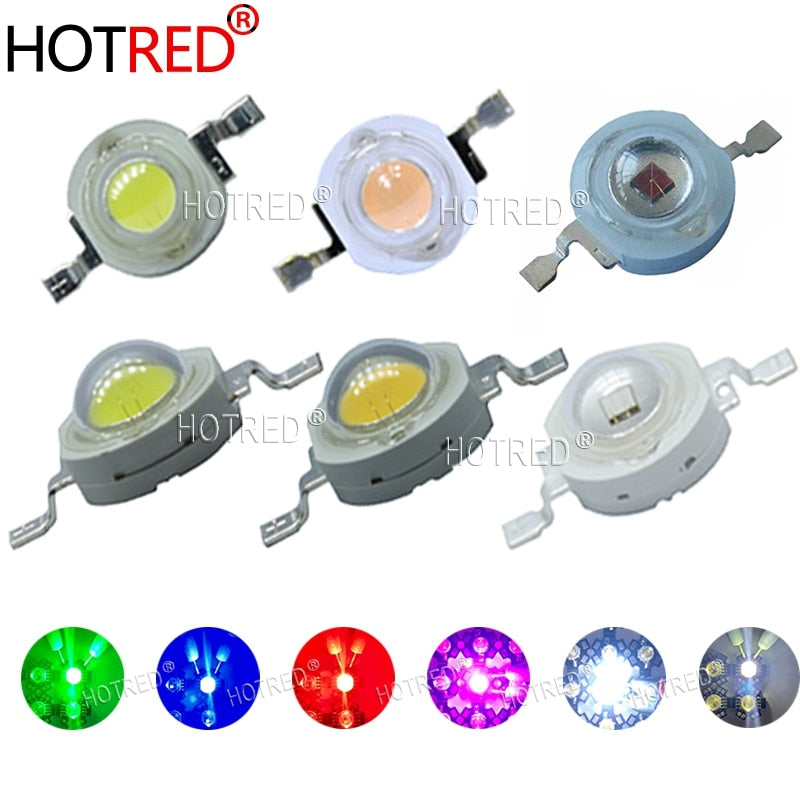 High Power LED Light-Emitting Diode Chip SMD 500pcs 1W 3W Warm White Red Green Blue Yellow RGB For SpotLight Downlight Lamp Bulb