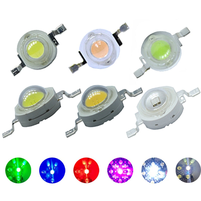 High Power LED Light-Emitting Diode Chip SMD 500pcs 1W 3W Warm White Red Green Blue Yellow RGB For SpotLight Downlight Lamp Bulb