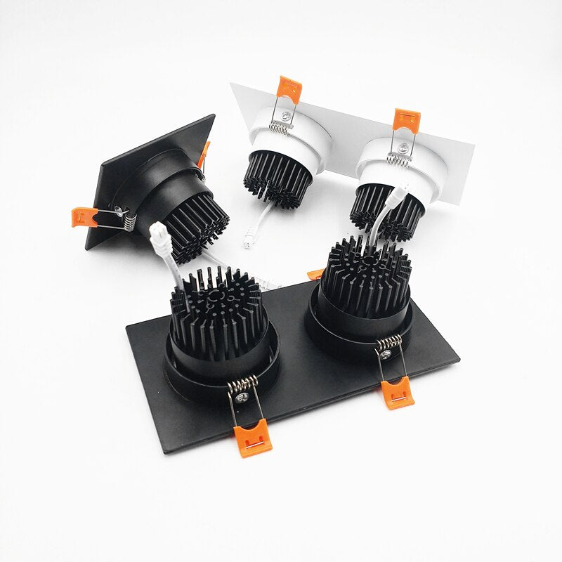 Dimmable Square Led Downlight Light Angle Adjustable COB Ceiling Spot Light 7w 10w 12w 14w 20w 24w Ceiling Recessed Lights AC85-265V