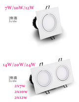 Dimmable Square Led Downlight Light Angle Adjustable COB Ceiling Spot Light 7w 10w 12w 14w 20w 24w Ceiling Recessed Lights AC85-265V