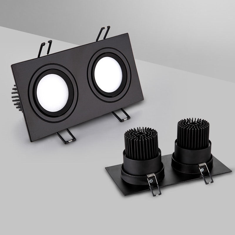 Dimmable Square Led Downlight Light Angle Adjustable COB Ceiling Spot Light 7w 10w 12w 14w 20w 24w Ceiling Recessed Lights AC85-265V