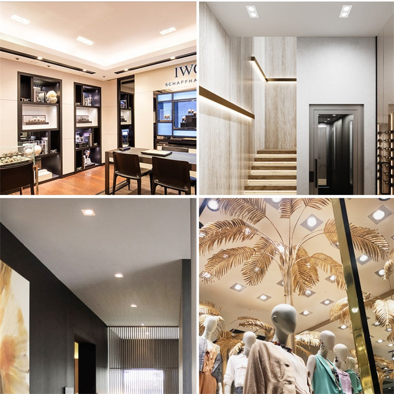 Dimmable Square Led Downlight Light Angle Adjustable COB Ceiling Spot Light 7w 10w 12w 14w 20w 24w Ceiling Recessed Lights AC85-265V