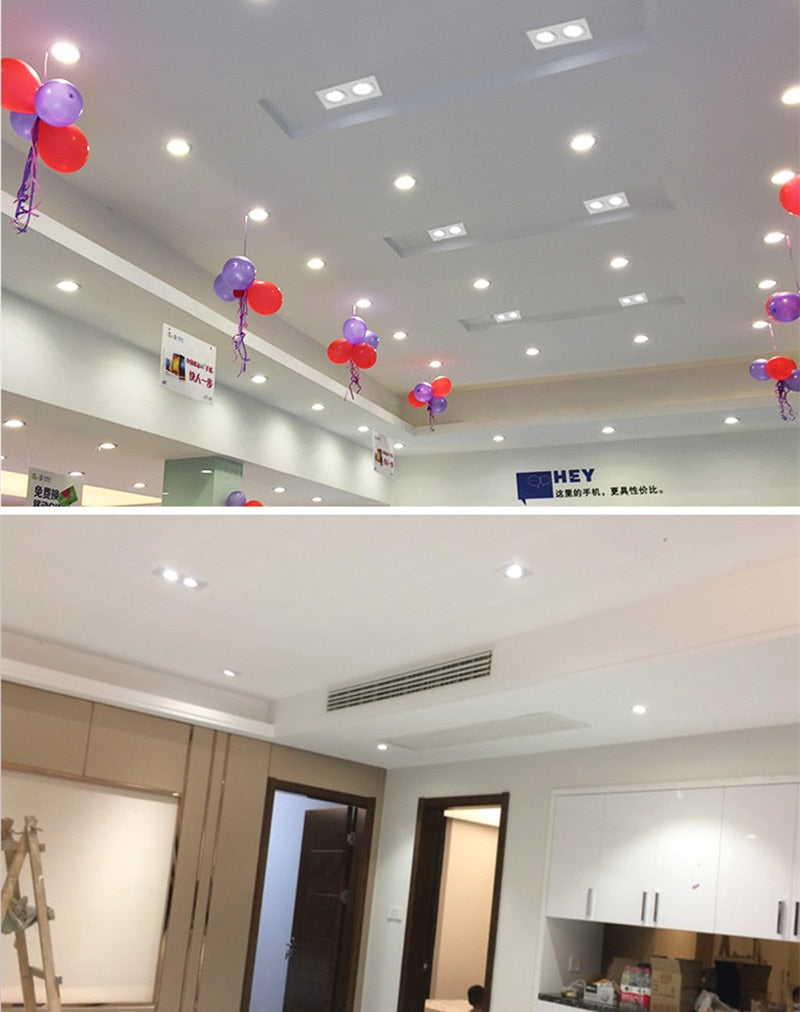 Dimmable Square Led Downlight Light Angle Adjustable COB Ceiling Spot Light 7w 10w 12w 14w 20w 24w Ceiling Recessed Lights AC85-265V