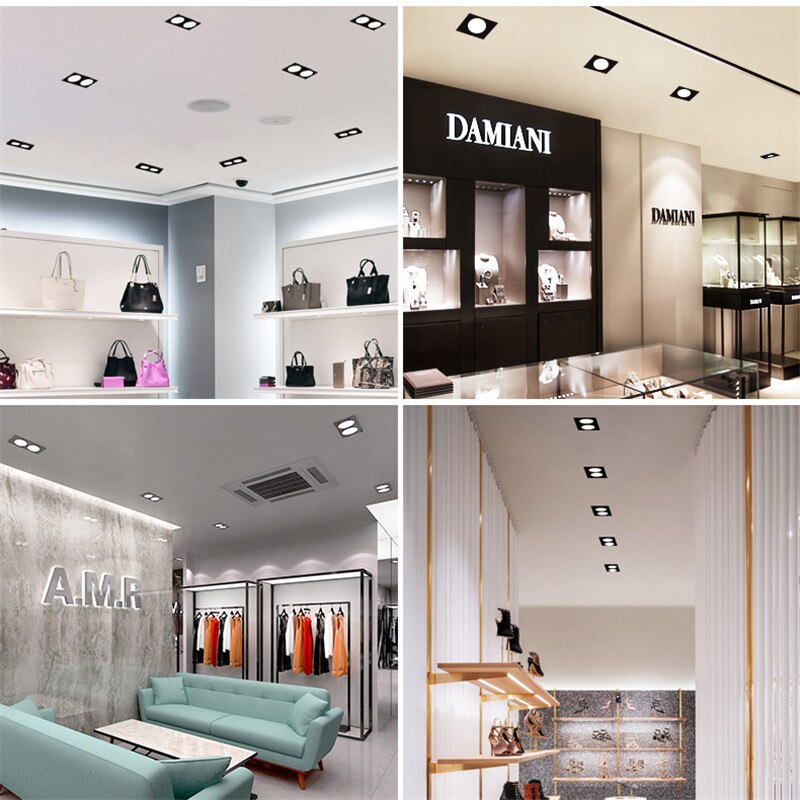 Dimmable Square Led Downlight Light Angle Adjustable COB Ceiling Spot Light 7w 10w 12w 14w 20w 24w Ceiling Recessed Lights AC85-265V