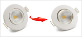 LEDIARY Round LED Recessed COB Downlights White Aluminum Spot Lamp Real 3W 100V-240V Angle Adjustable 55mm 2 Inch Cut Hole Size