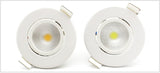 LEDIARY Round LED Recessed COB Downlights White Aluminum Spot Lamp Real 3W 100V-240V Angle Adjustable 55mm 2 Inch Cut Hole Size