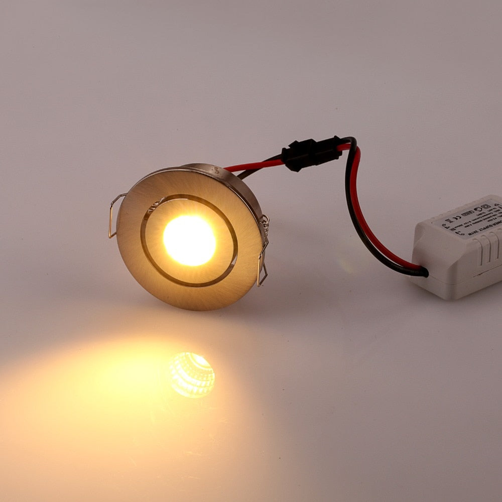 Small Recessed LED Downlights Mini Adjustable 3W COB Direction Cabinet led lighting fixtures Hole Size 40-45mm