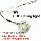 Small Recessed LED Downlights Mini Adjustable 3W COB Direction Cabinet led lighting fixtures Hole Size 40-45mm