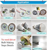 LED Downlight 3W 5W 7W 9W 12W 15W AC 220v led pcb smd2835 smart IC driver with 20cm wire for bulb light, driverless led bead for downlight