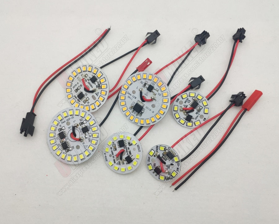 LED Downlight 3W 5W 7W 9W 12W 15W AC 220v led pcb smd2835 smart IC driver with 20cm wire for bulb light, driverless led bead for downlight