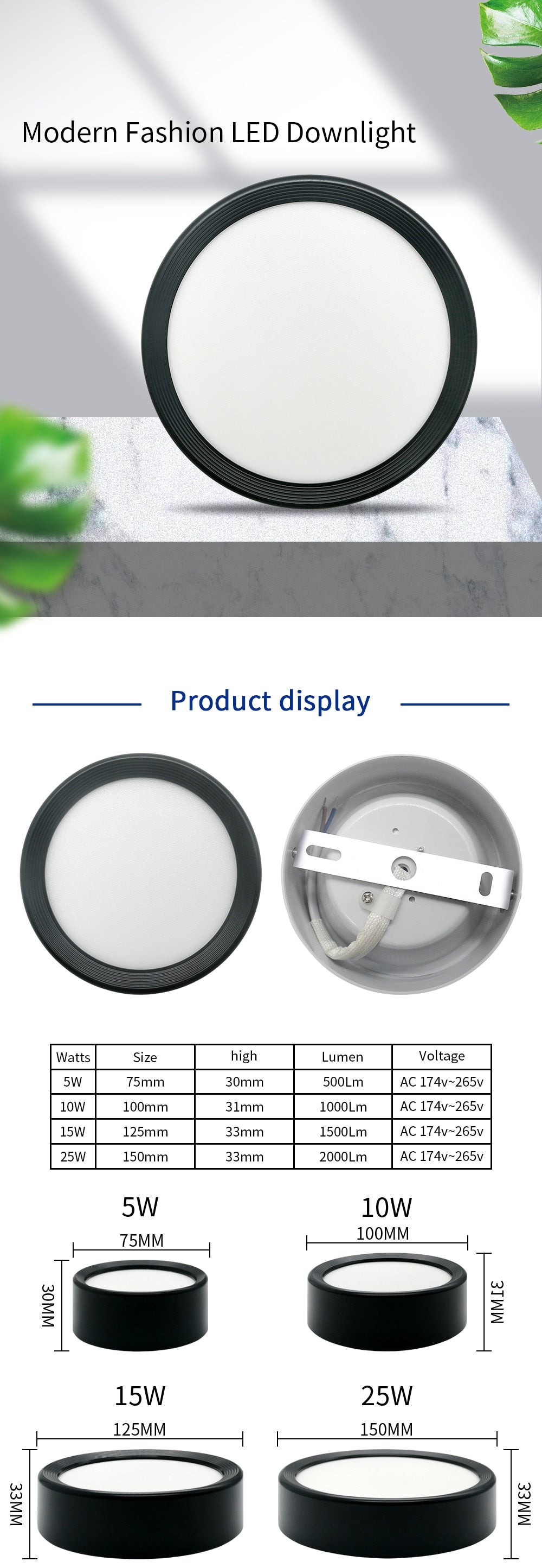 Modern Fashion LED Downlight 5W 10W 15W 25W 2pcs Surface Mounted Downlight Lights LED Spot Lights Ceiling Fixtures Lighting