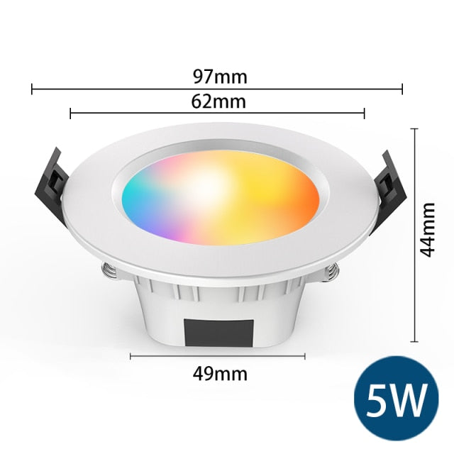 Bluetooth Smart LED Downlight Dimming Round Spot Light 5W 9W RGB 6pcs/lot Color Changing Warm Cold light Work With 110V 220V
