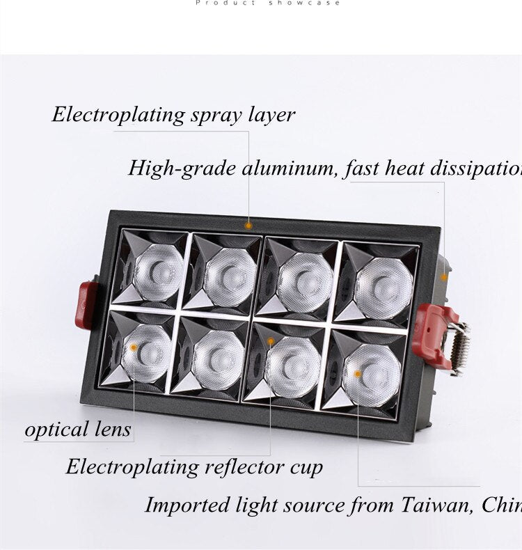 Square Recessed LED Downlights 6W 10W 20W 30W COB Ceiling Spot Lights AC220V LED Strip Indoor Lighting Lamps TV Background Room