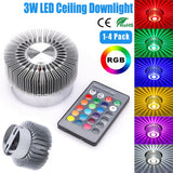 3W RGB LED Ceiling Light Dimmable Sun flower Colorful Light Remote Control Bedroom LED Downlight Living Room Decor Lamps D30