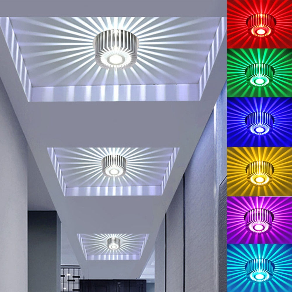 3W RGB LED Ceiling Light Dimmable Sun flower Colorful Light Remote Control Bedroom LED Downlight Living Room Decor Lamps D30
