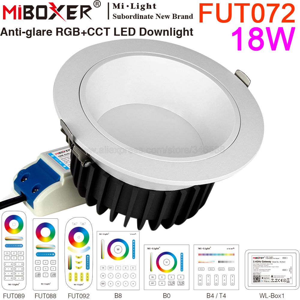 MiBoxer FUT072 18W Anti-glare RGBCCT Smart LED Downlight AC110V 220V 2.4G RF Wireless Remote WiFi APP Alexa Google Voice Control Spotlight LED