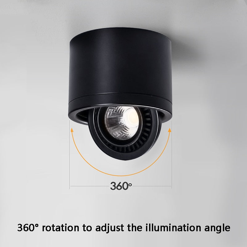 Dimmable Surface Mounted LED COB Downlight White/Black AC85-265V 360 Degree Rotating LED Spot Light 5W 7W 9W 15W Ceiling lamp